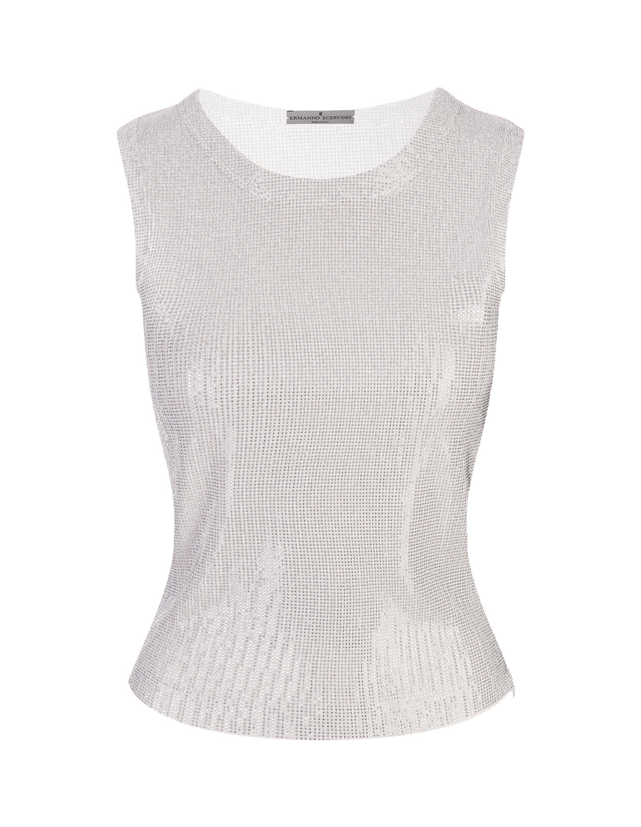 Ermanno Scervino Tank Top With Crystals In Silver