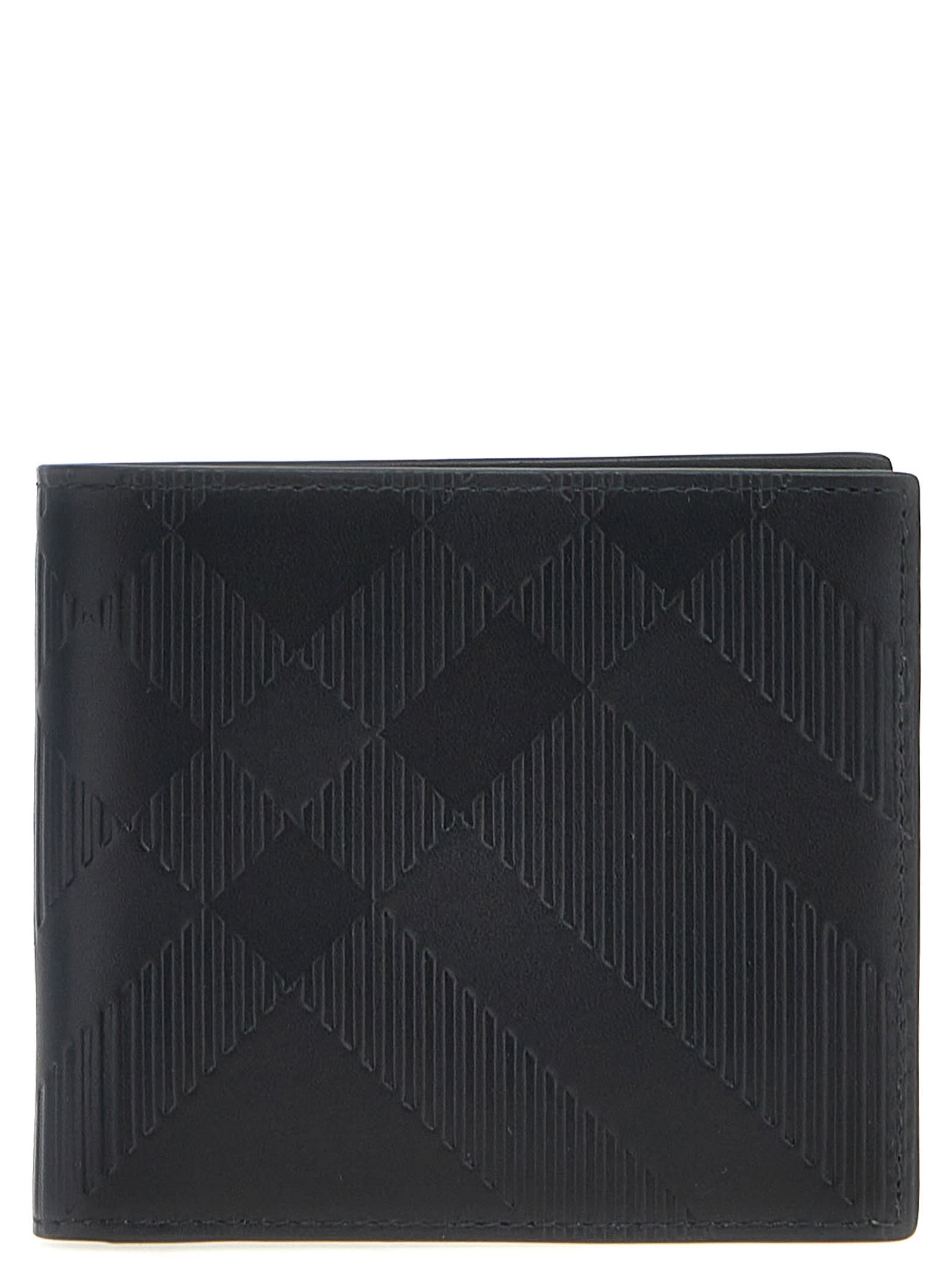 Shop Burberry Check Wallet In Black