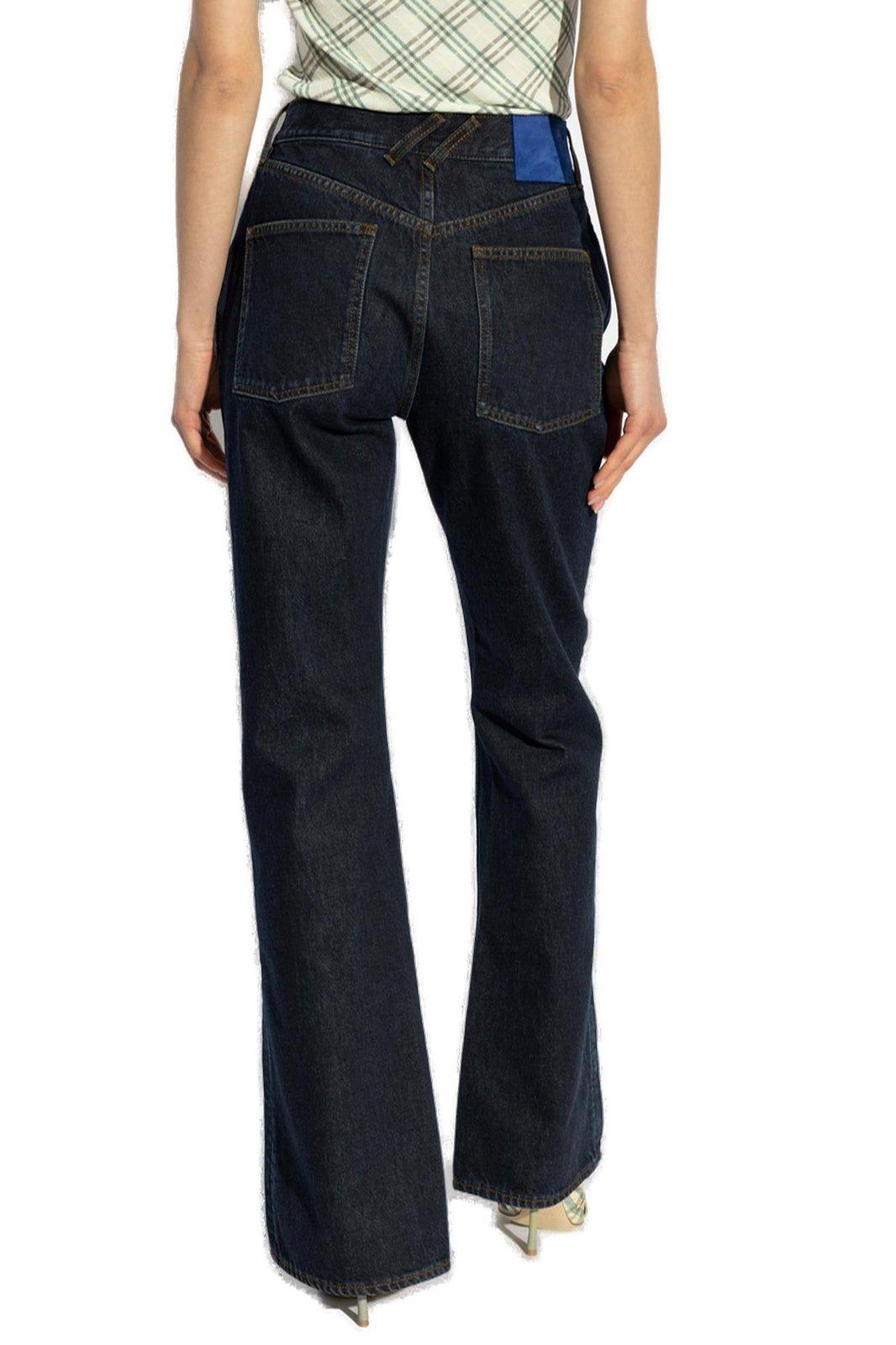 Shop Burberry Logo Patch Flared-leg Jeans In Denim
