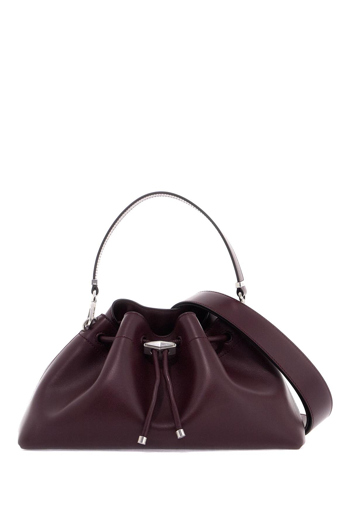 Shop Jimmy Choo Bon Bon Bucket Shoulder Bag East/west In Garnet Antique Silver (purple)