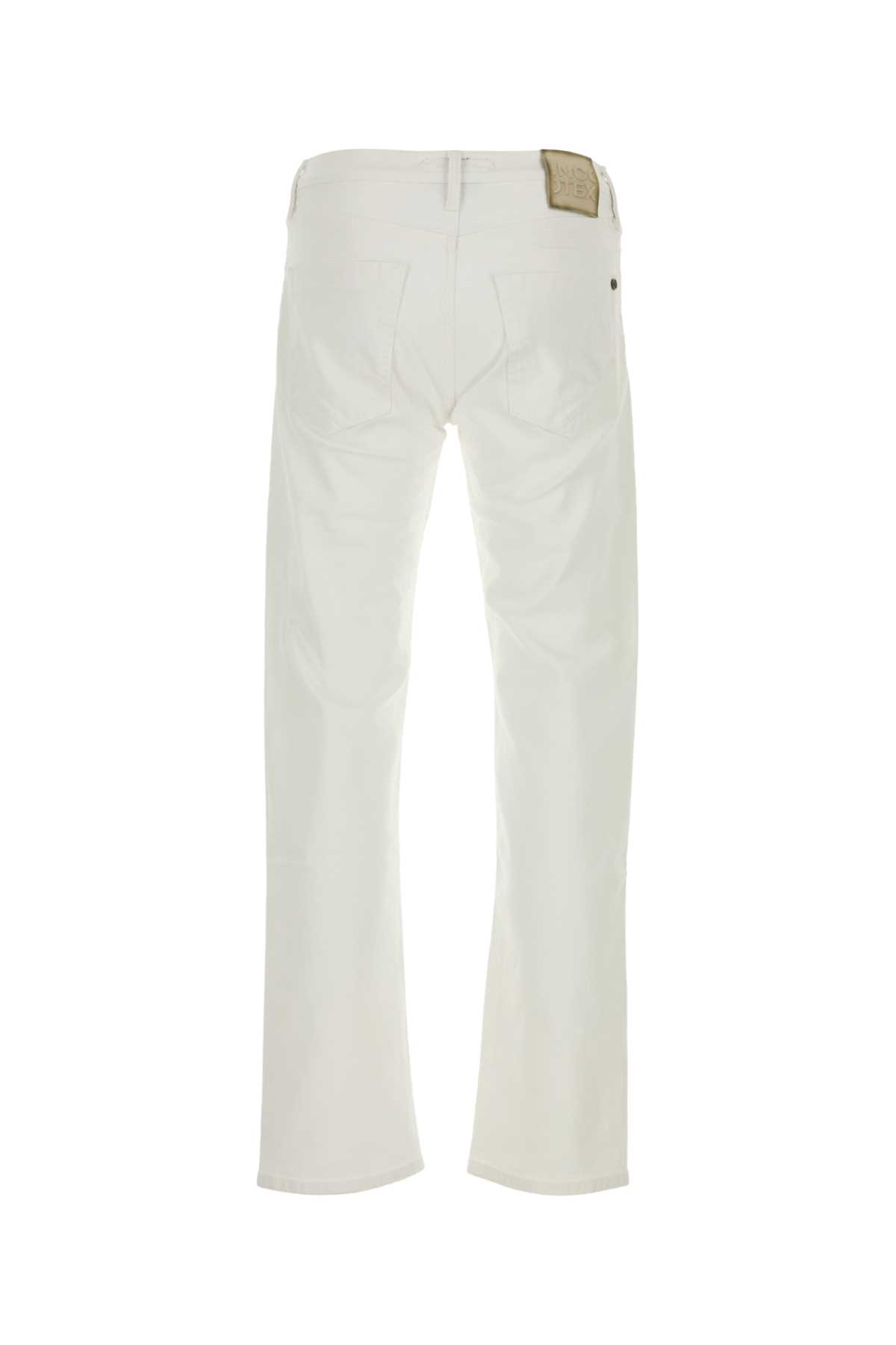 Incotex Denim Jeans Stretch Coton Poches Rivets In Biancoottico