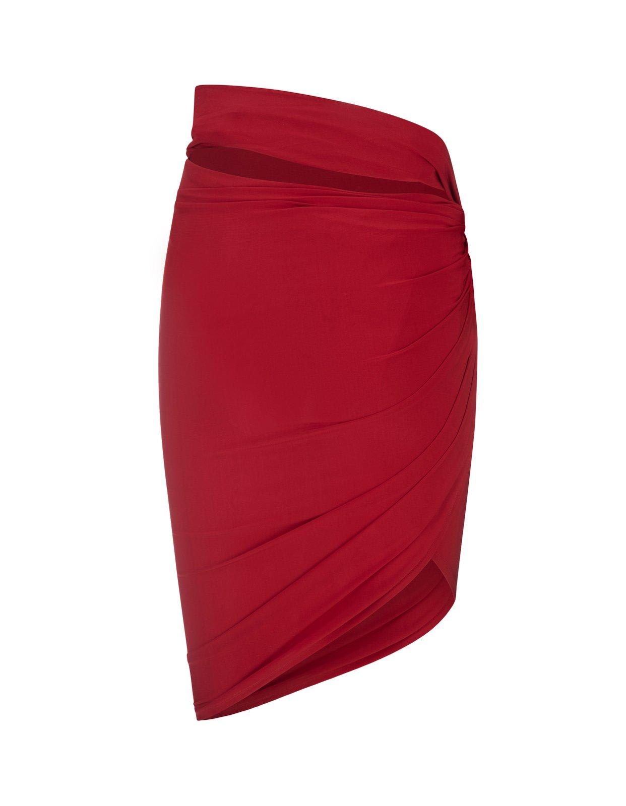 Shop Jacquemus Draped Mini Skirt In Red