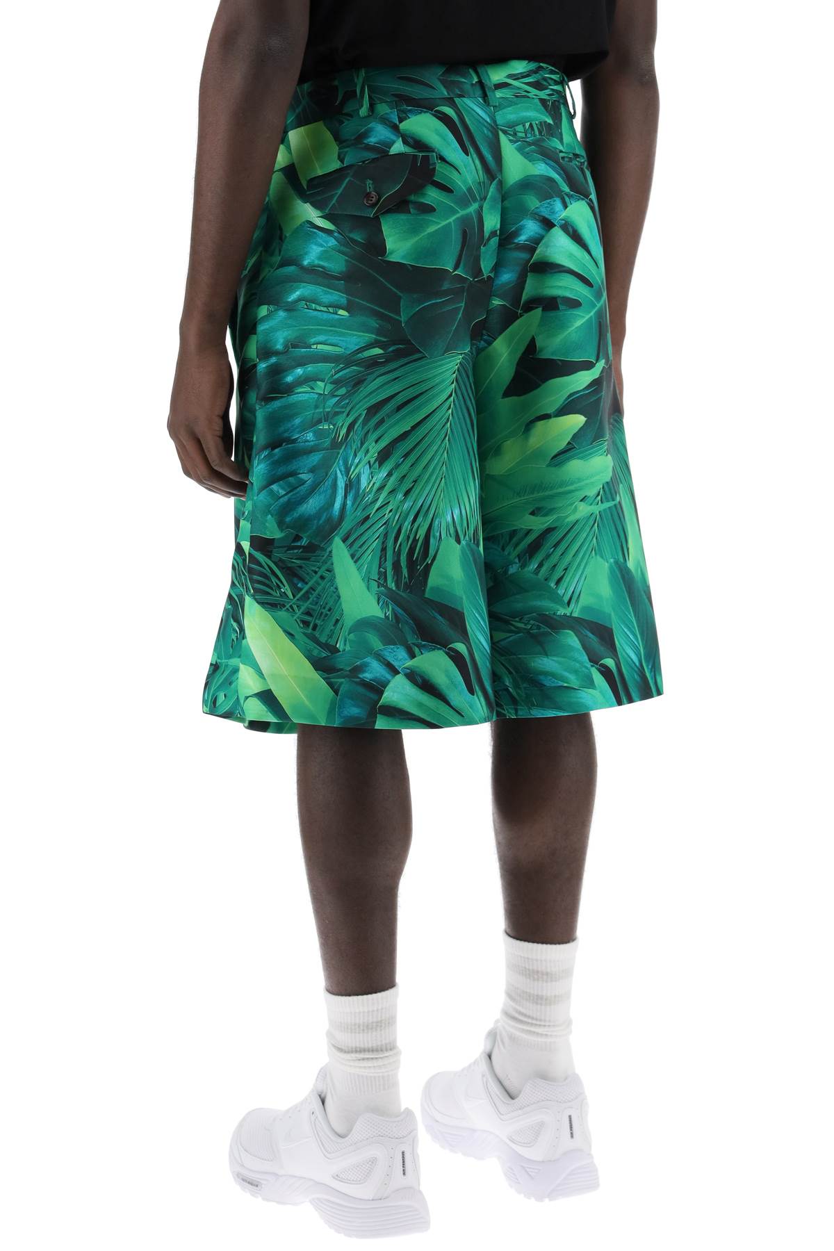 Shop Comme Des Garçons Homme Deux Jungle Bermuda With Double Front Layer In Green (green)