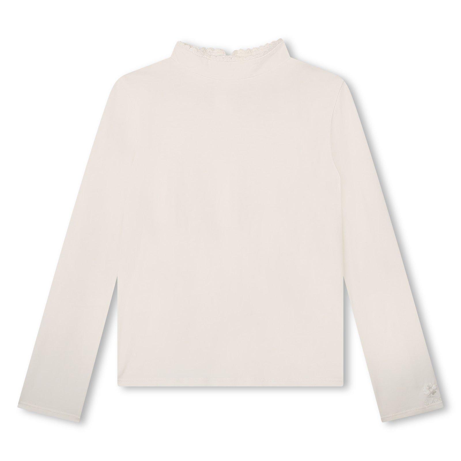 CHLOÉ LOGO EMBROIDERED RUFFLED BLOUSE