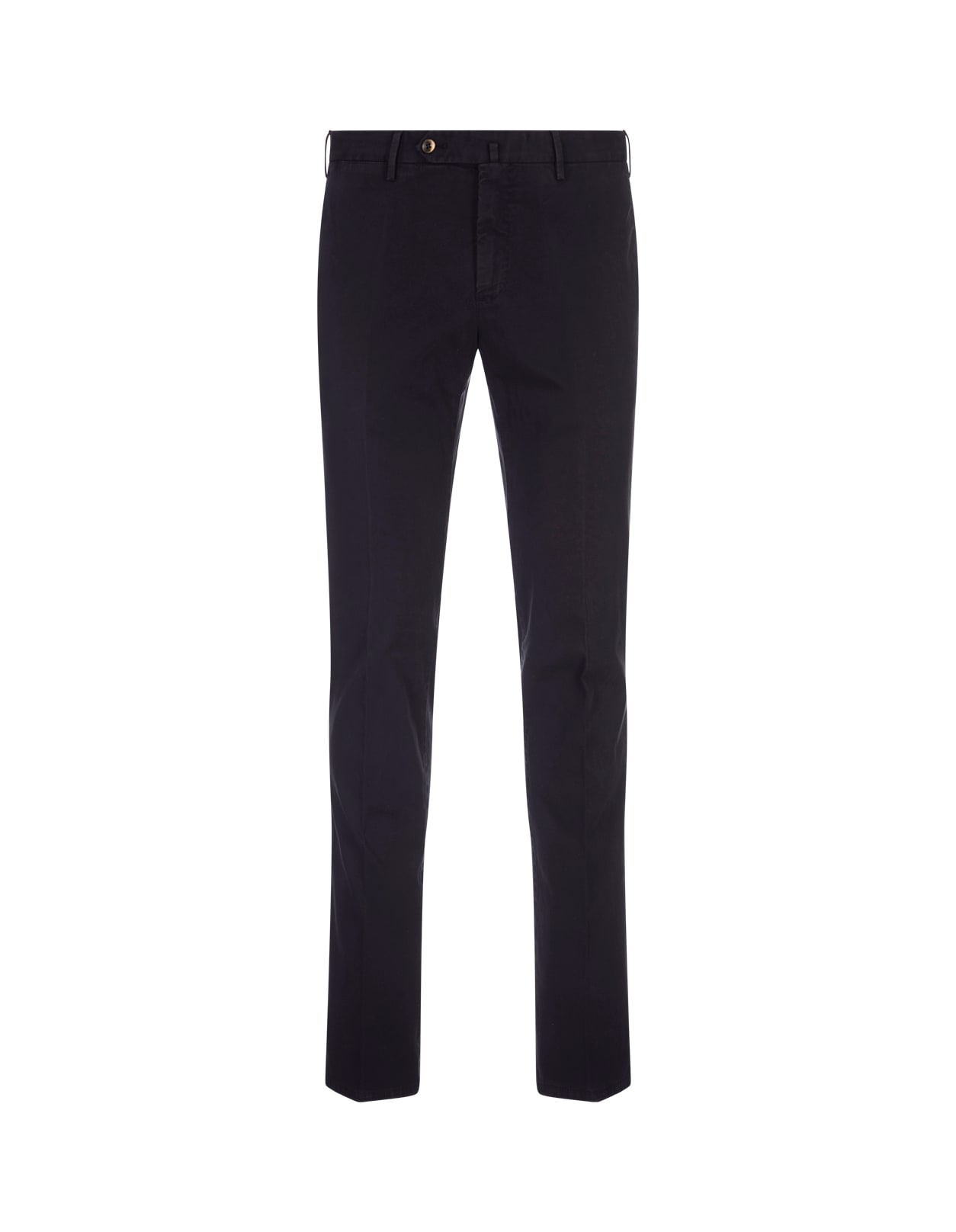 Shop Pt Torino Night Blue Stretch Cotton Slim Fit Trousers