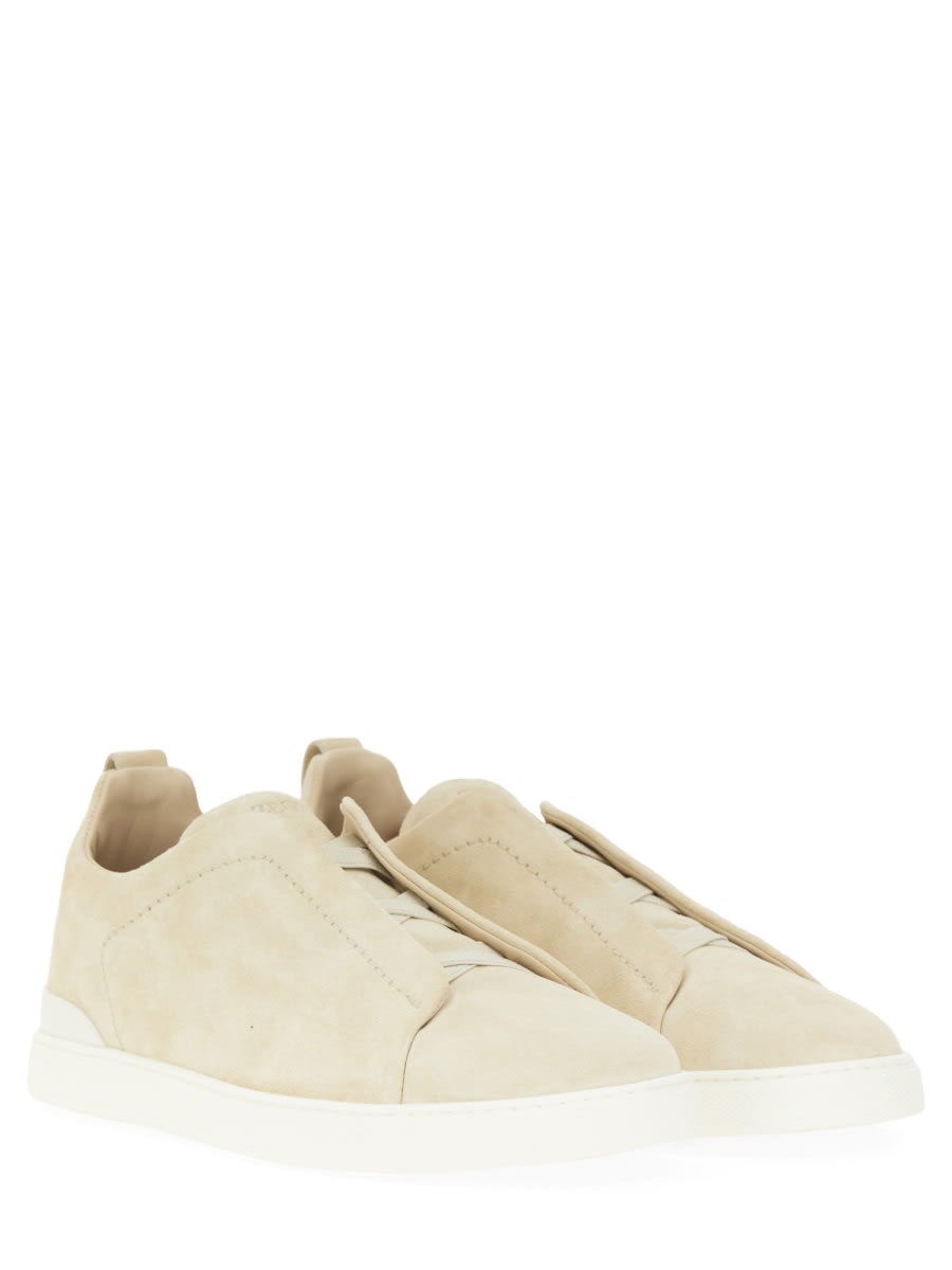 Shop Zegna Triple Stitch Sneaker In Beige