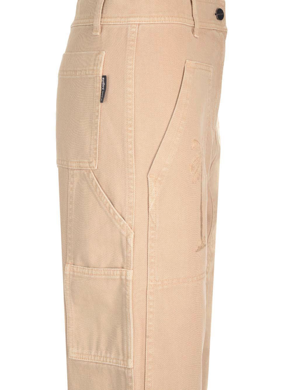 Shop Palm Angels Carpenter Style Trousers In Beige