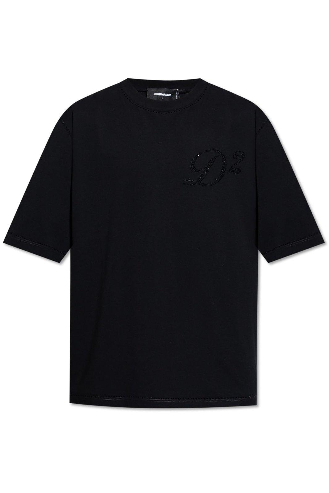 DSQUARED2 DSQUARED2 T-SHIRT WITH SHIMMERING CRYSTALS