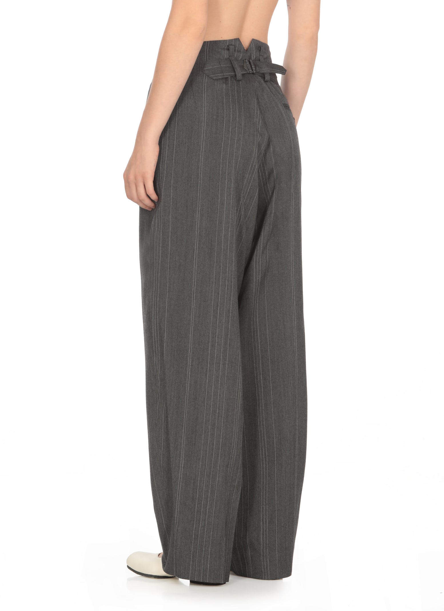 Shop Y's Wool Pants In Grey