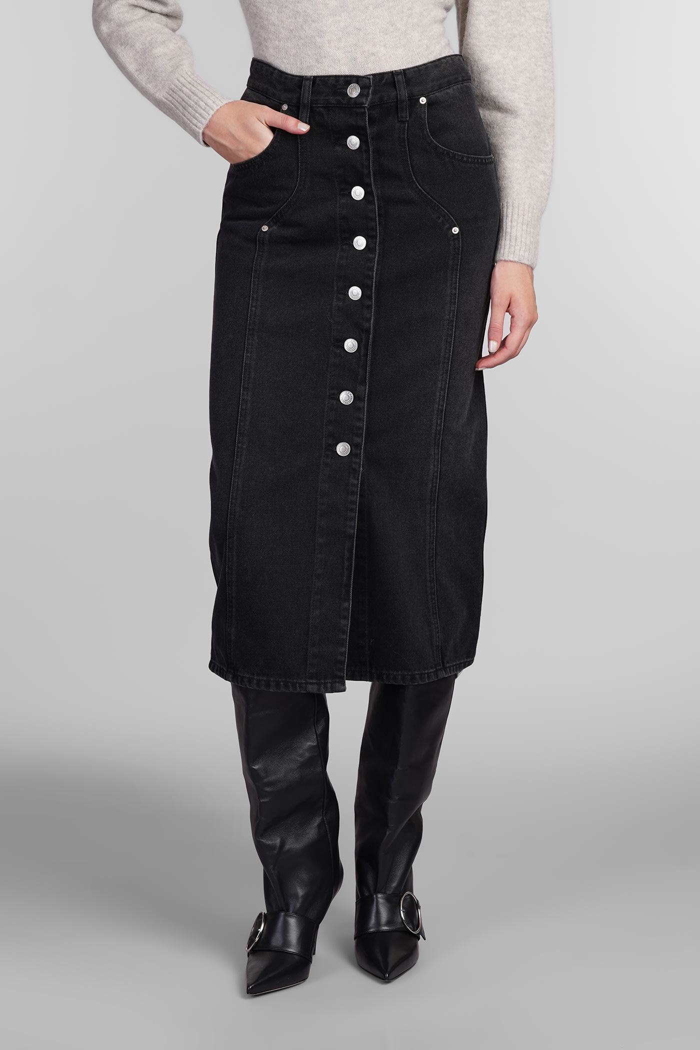 Shop Marant Etoile Vandy Skirt In Black Cotton