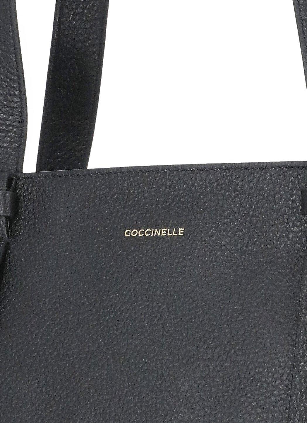 Shop Coccinelle Malory Logo Stamp Large Shoulder Bag In Black