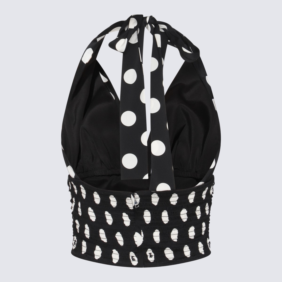 Shop Dolce & Gabbana Black Silk Top In Pois Black/white