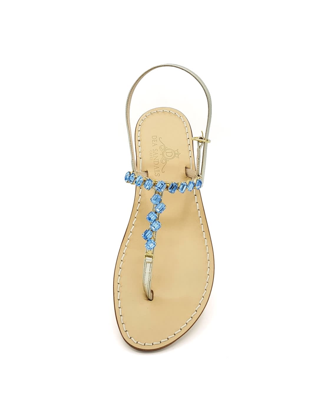 Light Blue Diagonal Jewel Sandals