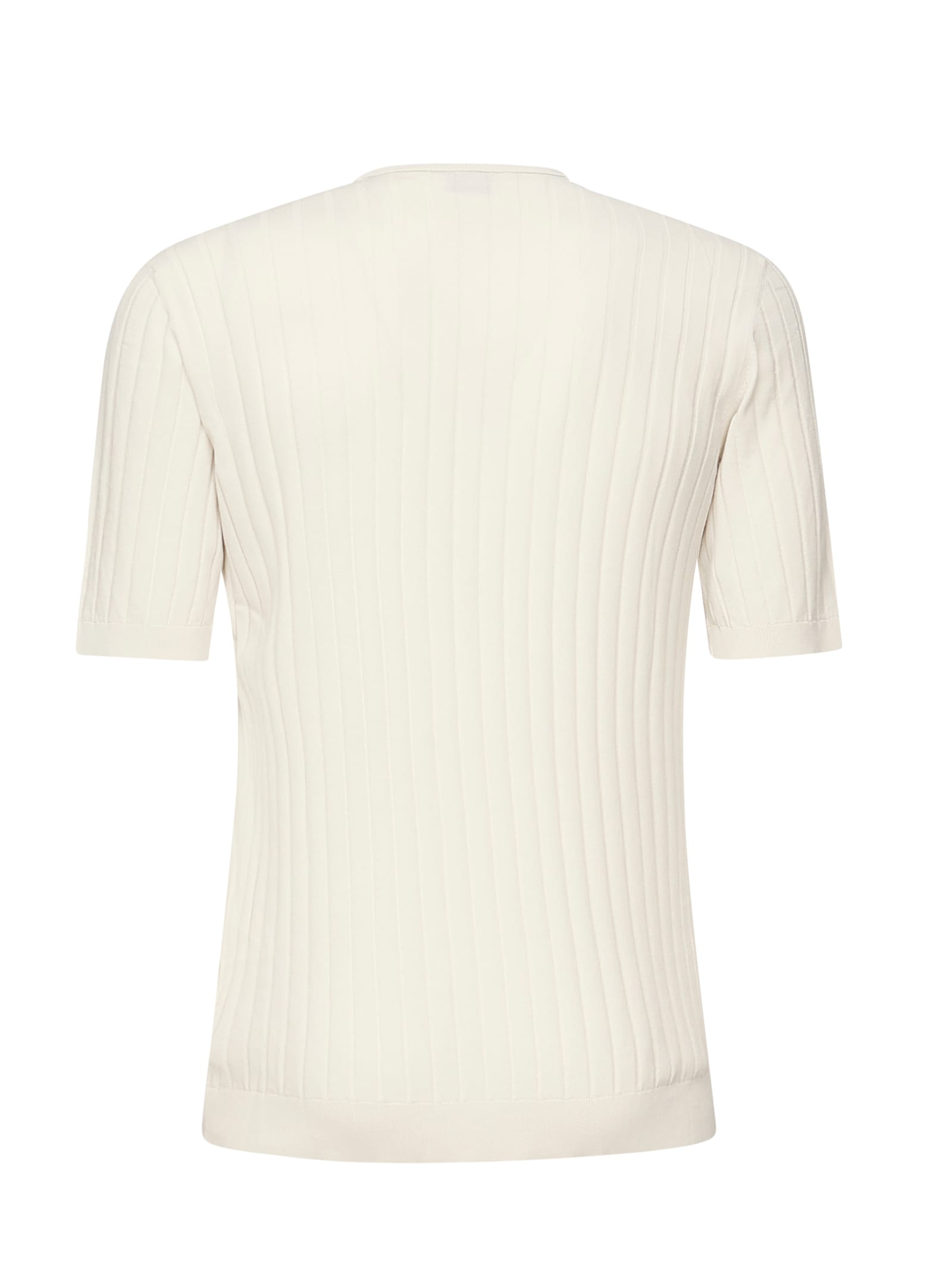 Eleventy Sand Ribbed Crew Neck T Shirt