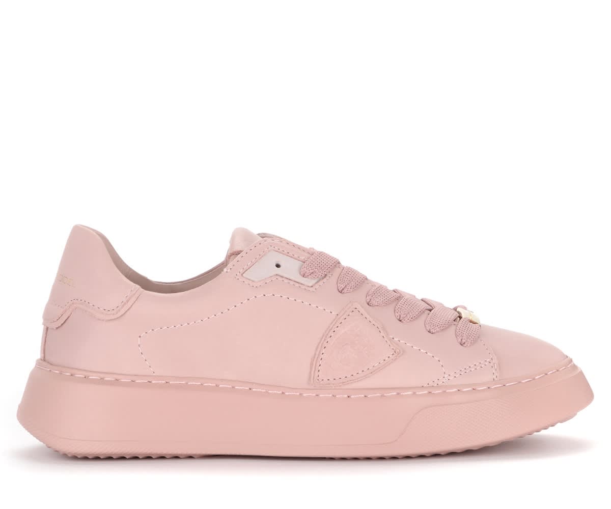Philippe Model Temple Monochrome Sneaker In Pink Leather
