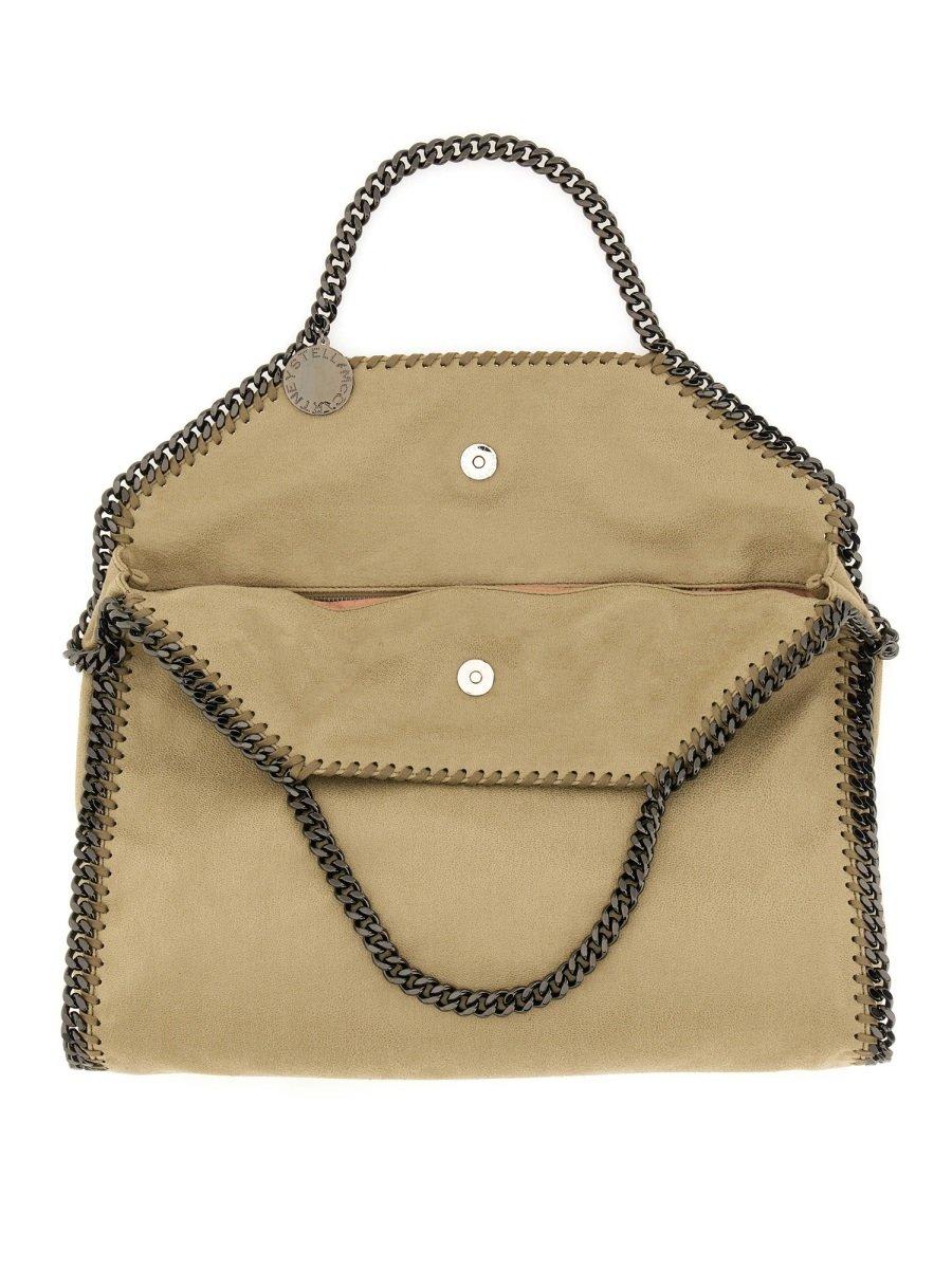 Shop Stella Mccartney Falabella Fold-over Tote Bag In Kaki