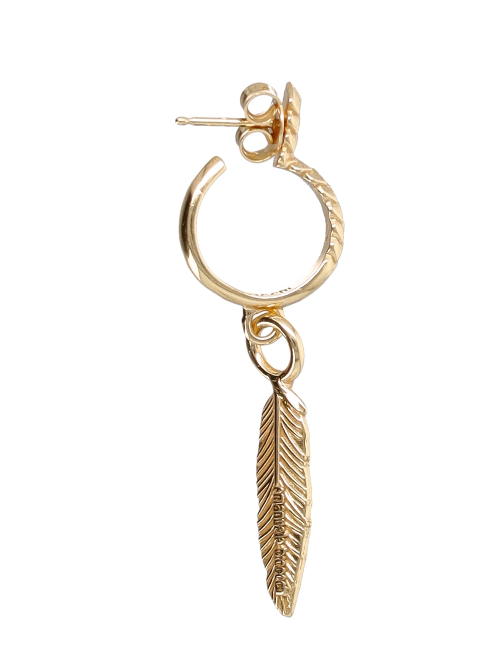 Shop Emanuele Bicocchi Feather Pendant Earring In Gold