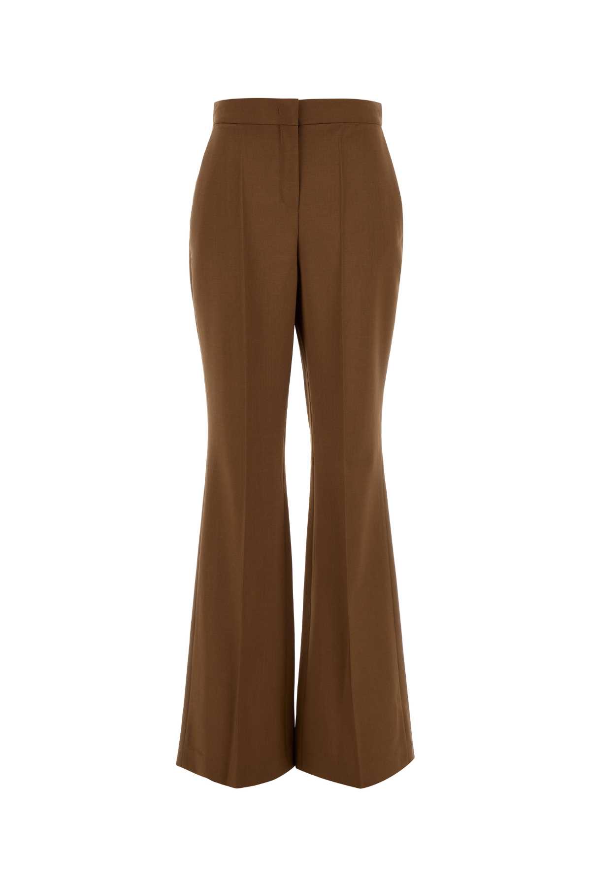 Fendi Caramel Wool Blend Pant In Brown
