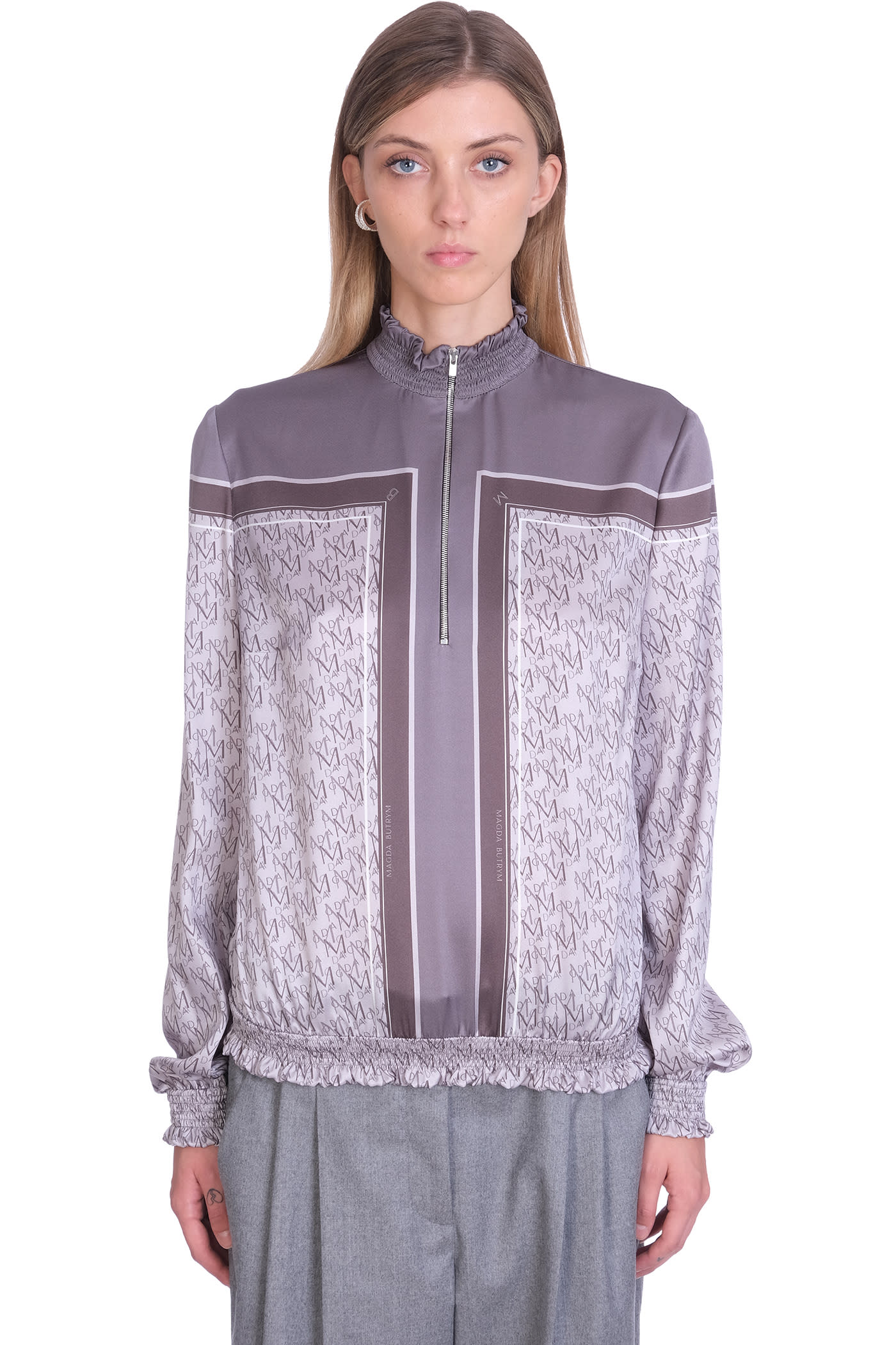 Magda Butrym Sweatshirt In Grey Silk