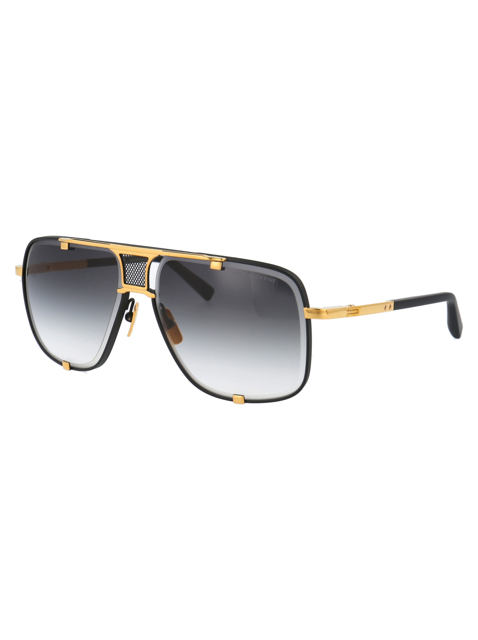 Shop Dita Mach-five Sunglasses In Matte Black - Yellow Gold