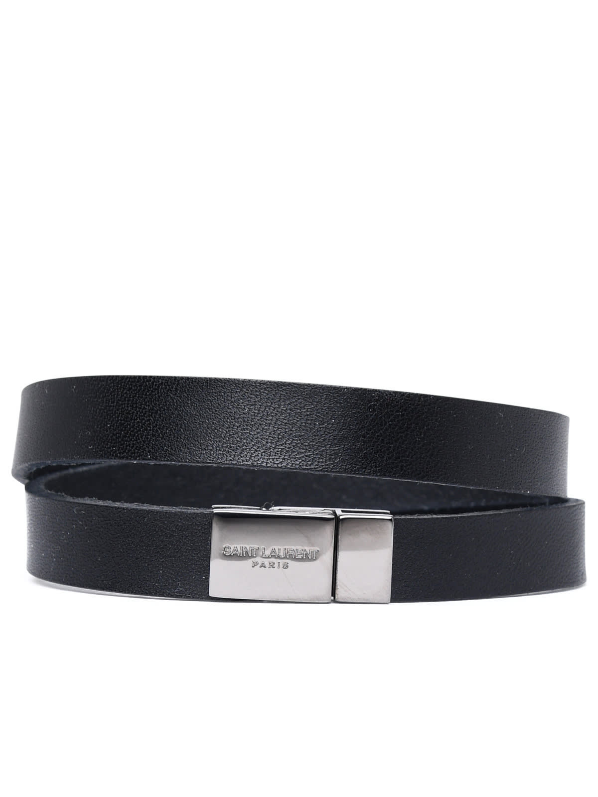 Saint Laurent Black Leather Opyum Bracelet In Black