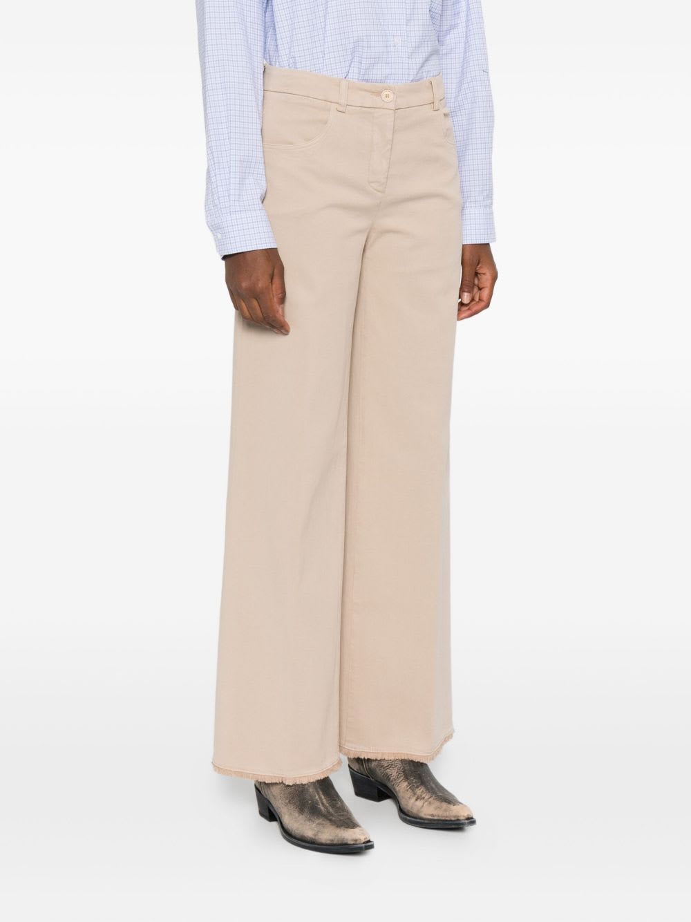 Via Masini 80 Cotton Wide-leg Trousers In Brown