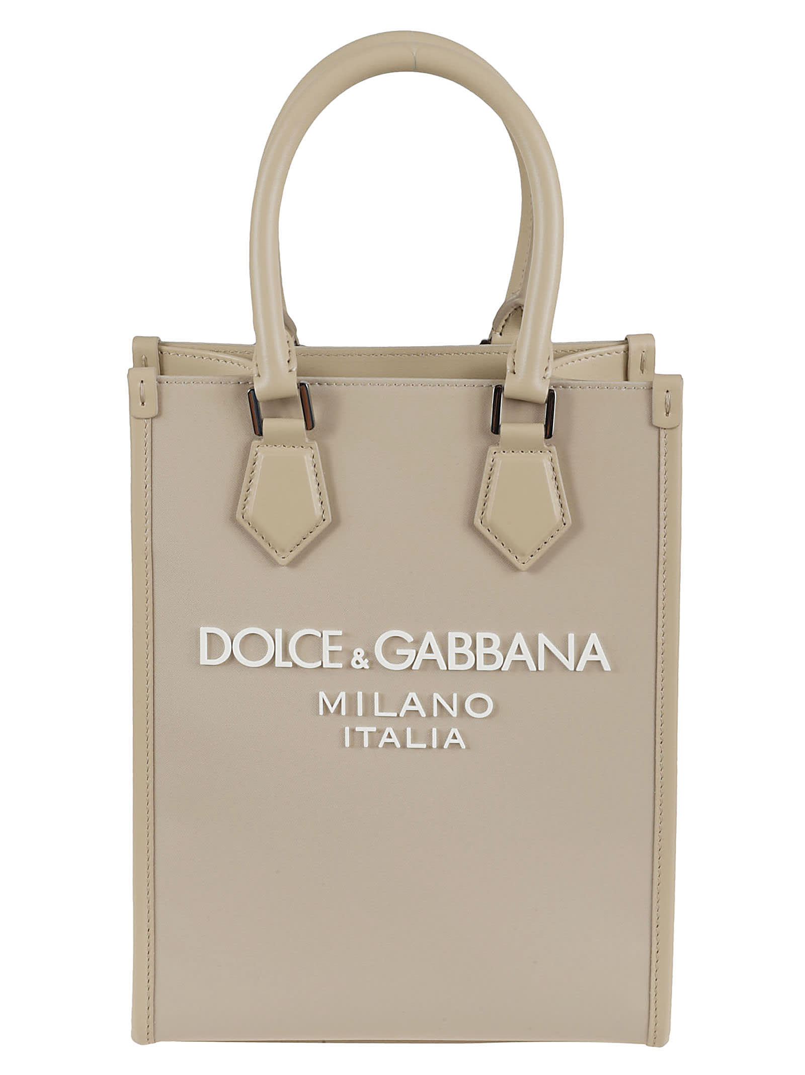 Dolce & Gabbana Logo Front Tote In Beige