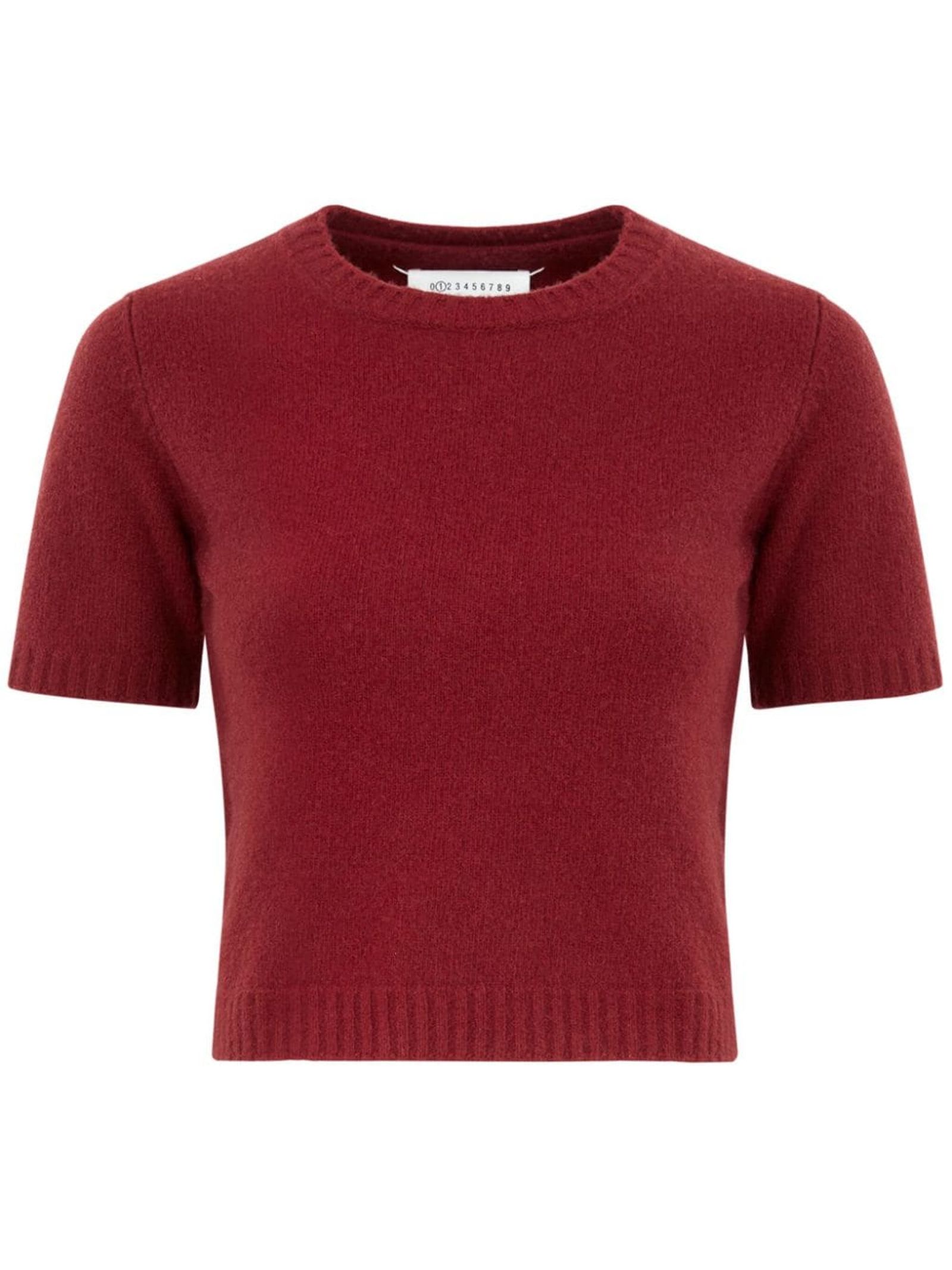 Shop Maison Margiela Bordeaux Red Wool Top