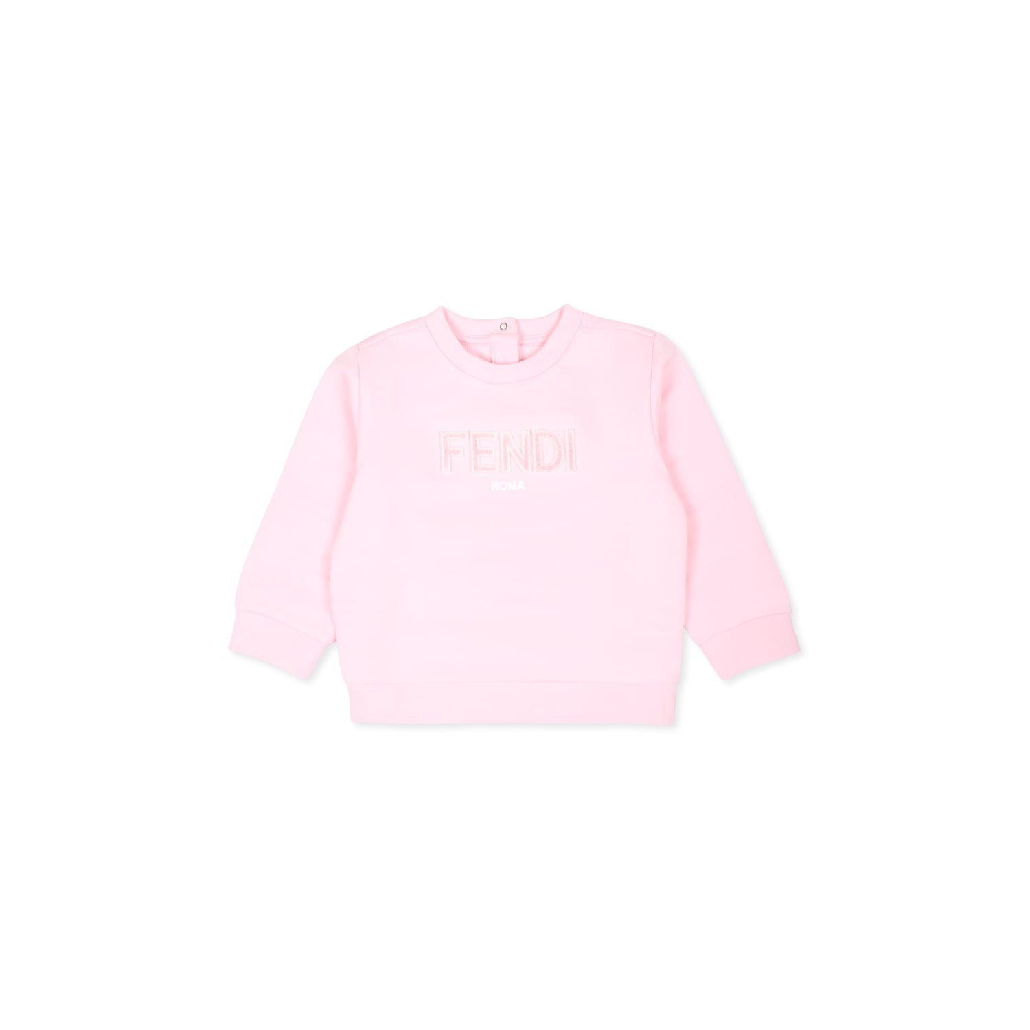 Fendi Pink Sweatshirt For Baby Girl With Logo