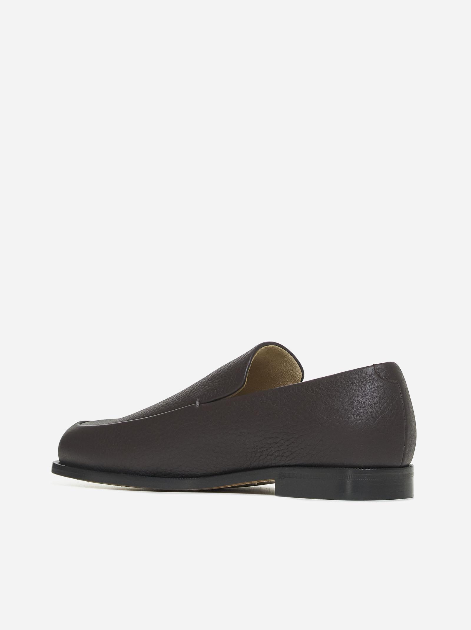 Shop Khaite Alessio Leather Loafers In Brown