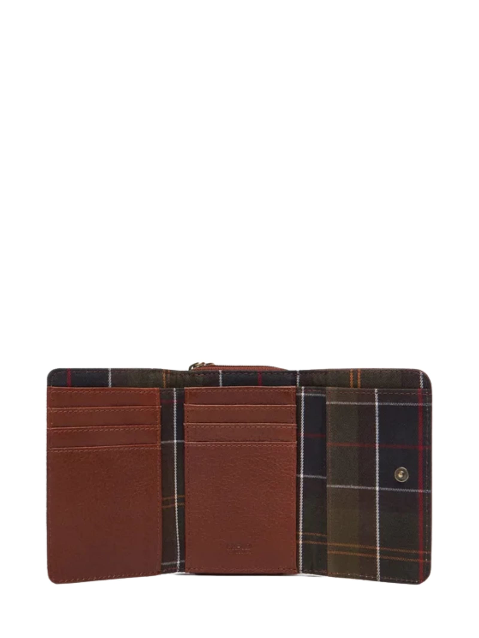 Barbour Leather And Fabric Wallet In Brown