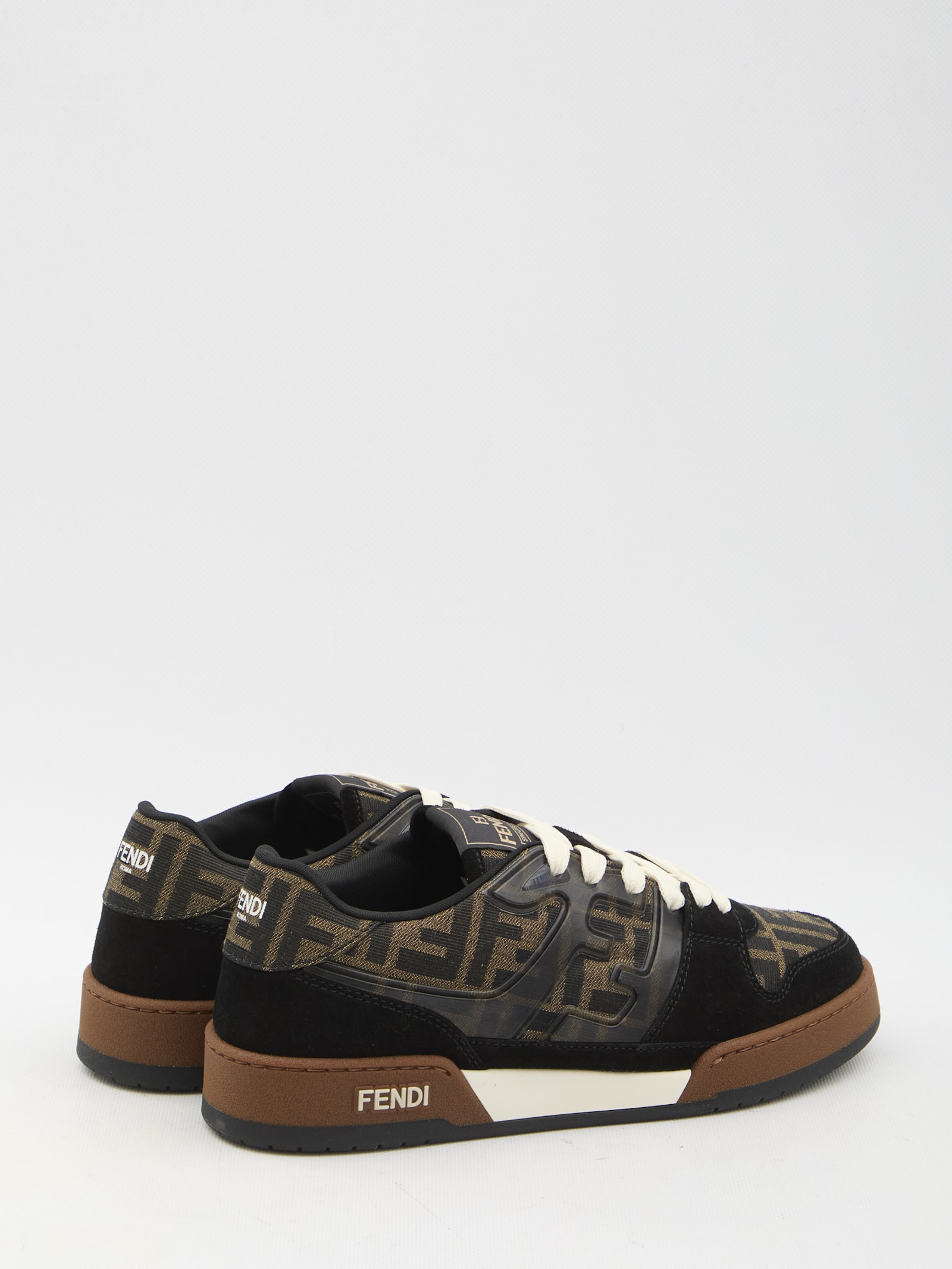 Shop Fendi Match Sneakers In Beige