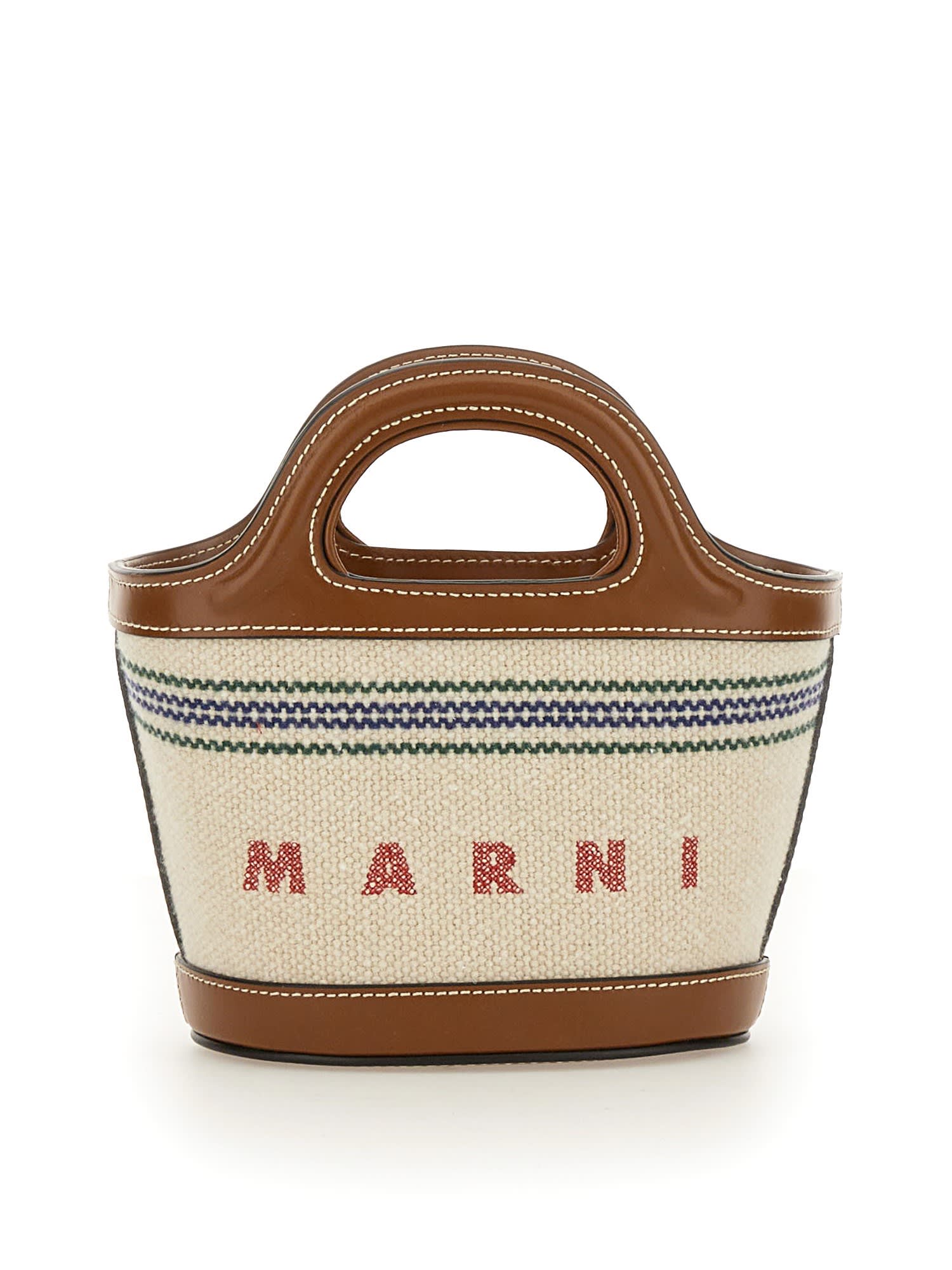 Shop Marni Tropicalia Micro Hand Bag In Natural/moka