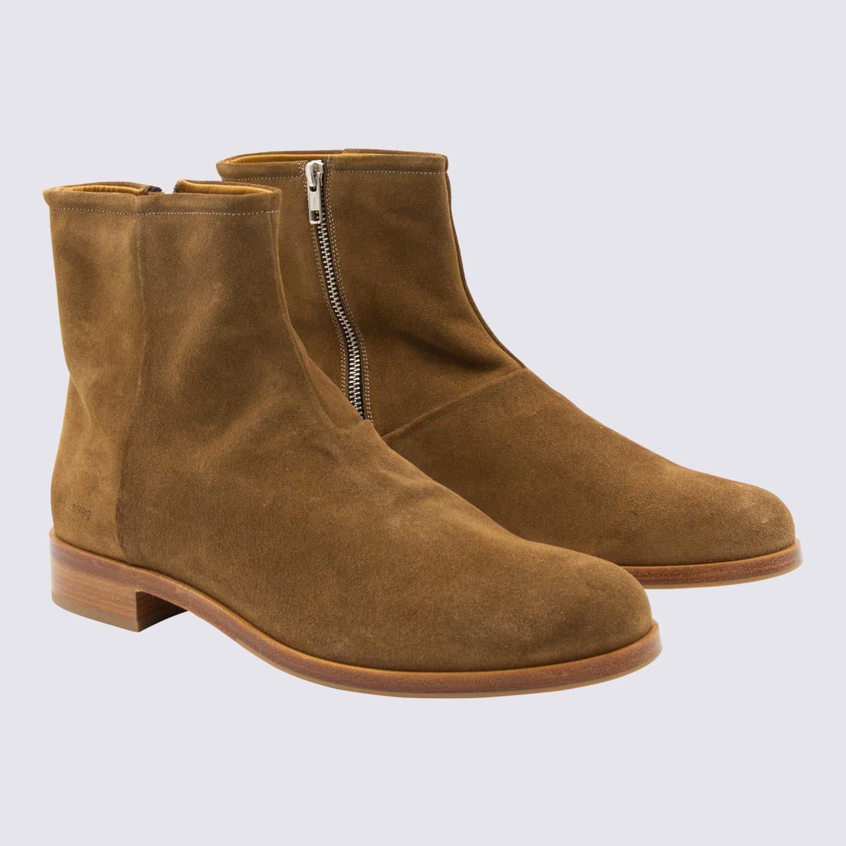 Common Projects Zipper Boot In Waxed Suede In Brown