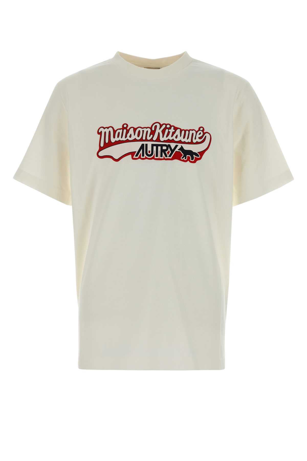 Autry Cotton T-shirt Collaboration Maison Kitsuné In White