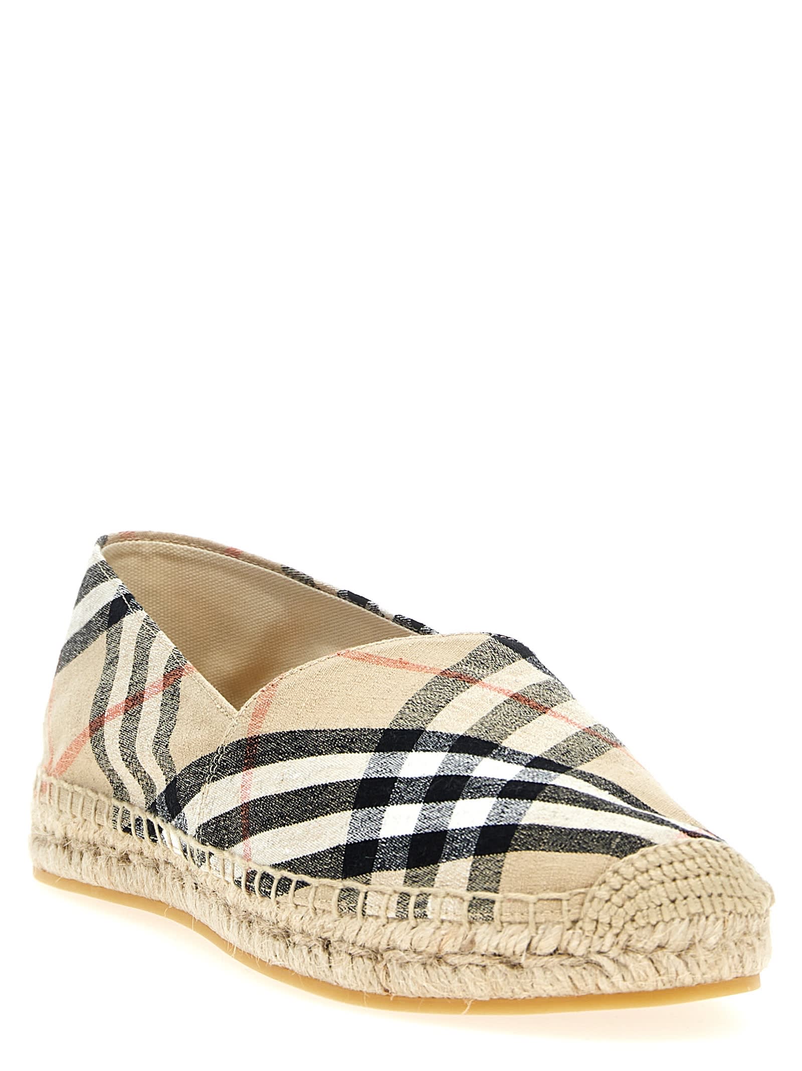 Burberry Canvas Check Pattern Espadrilles With Round Toe