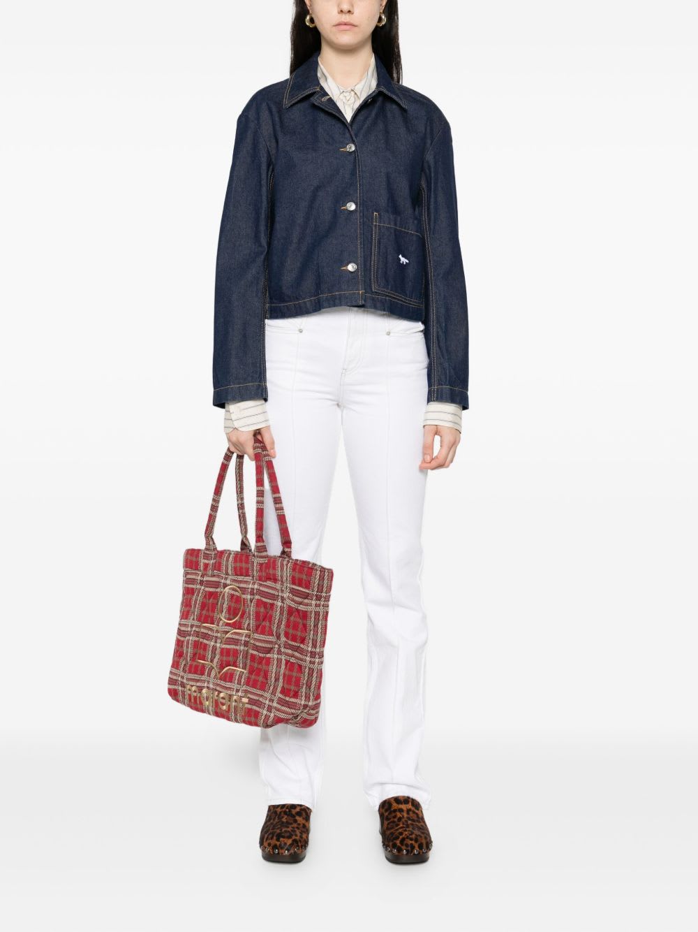 Maison Kitsuné Woman Denim Outerwear Blue Size S Cotton In Blue