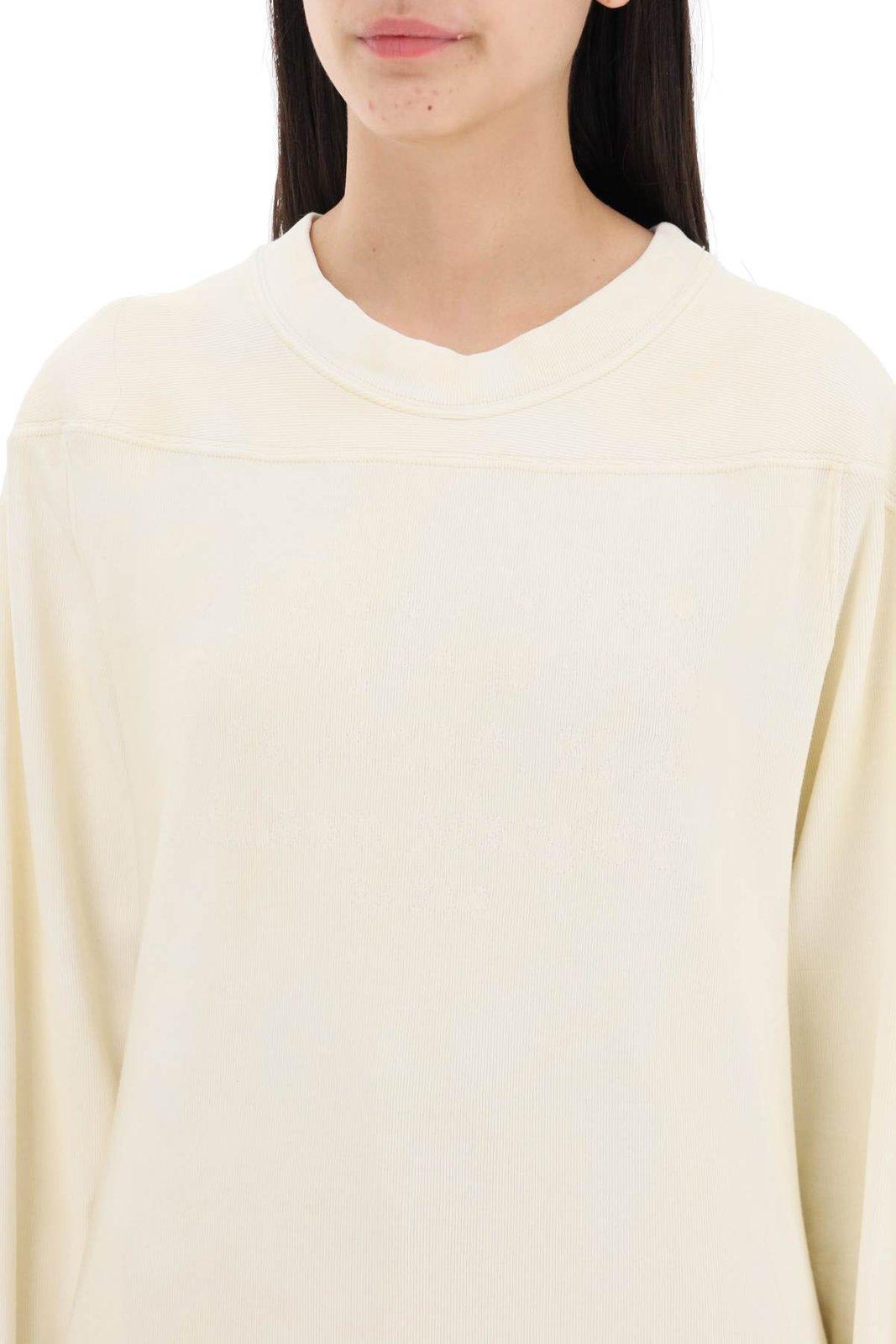 Shop Maison Margiela Long-sleeved Crewneck Sweatshirt In Off White