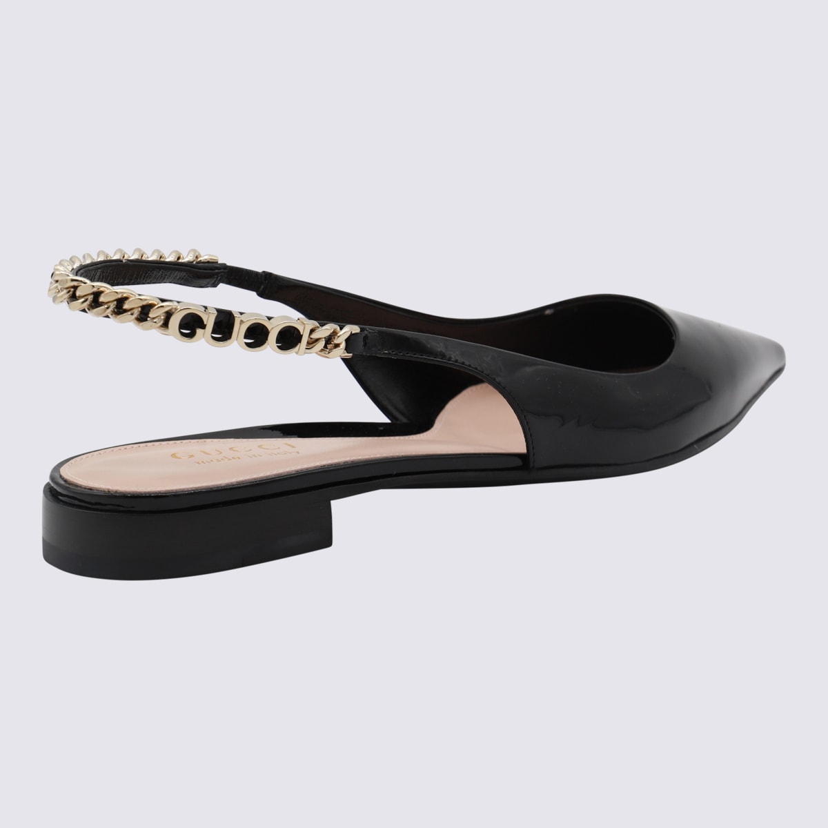 Shop Gucci Black Leather Flats