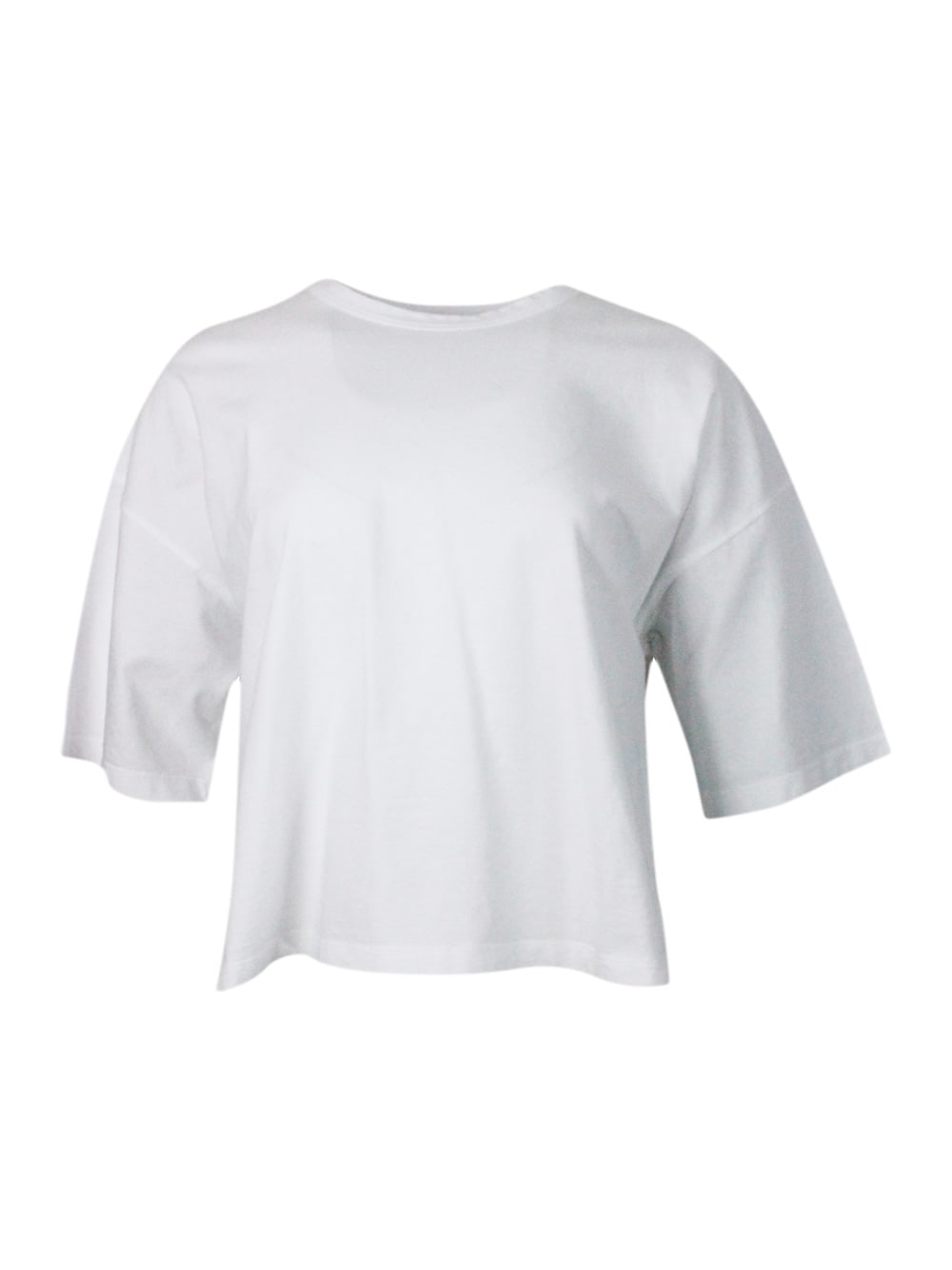 Crew-neck, Short-sleeved T-shirt In 100% Soft Cotton, With An Oversized Fit And Vents On The Sides