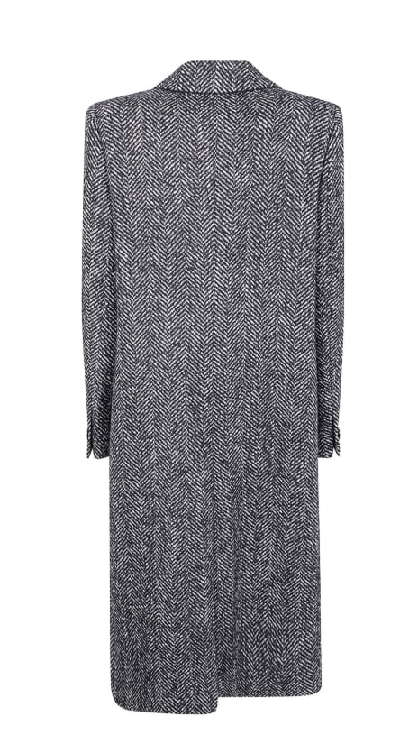 Tagliatore Herringbone Pattern Long Sleeve Coat In Gray