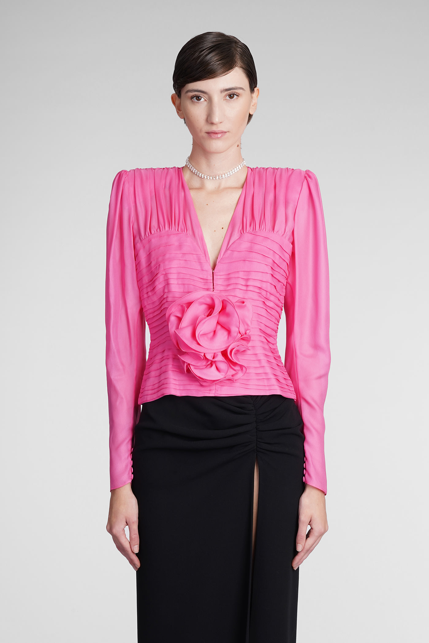 Magda Butrym Blouse In Rose-pink Silk