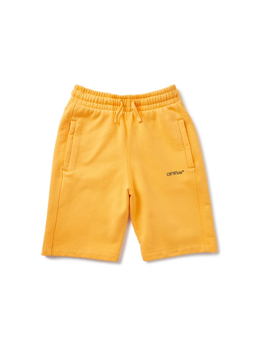 Off-white Kids' Bookishdiagsweatshort In Yellow