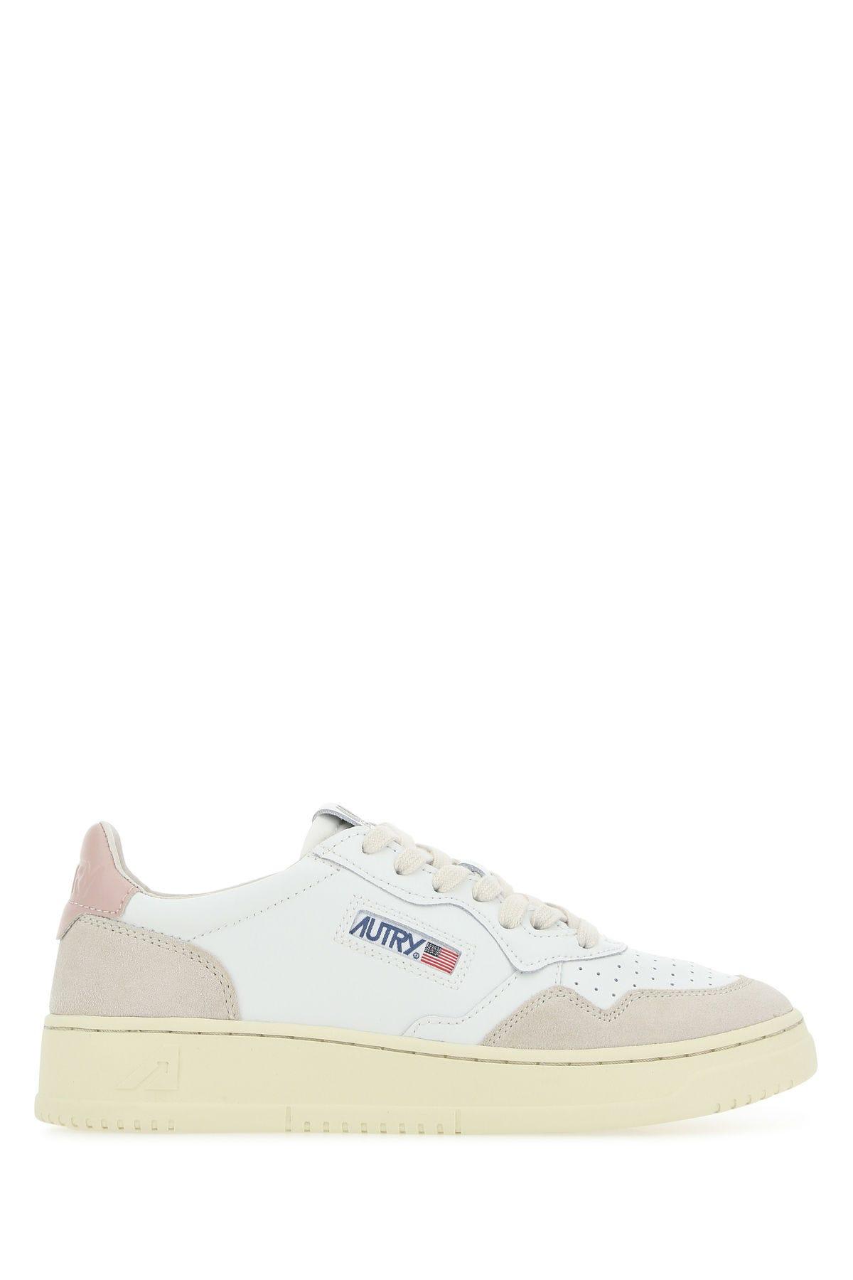 Autry Two-tone Leather And Suede Medalist Sneakers In White Pow
