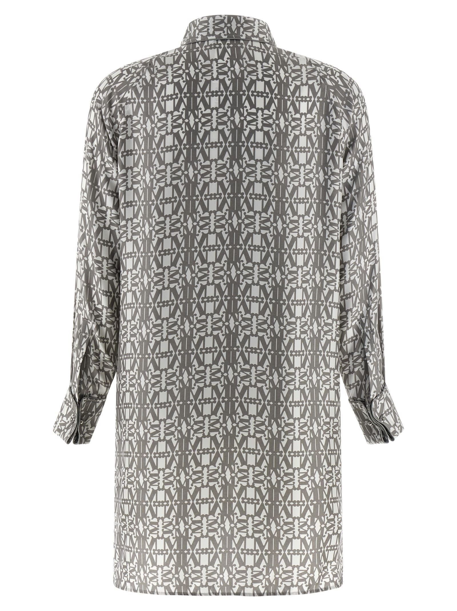 Max Mara Geometric Long Sleeve Dress With Side Slits In Multi