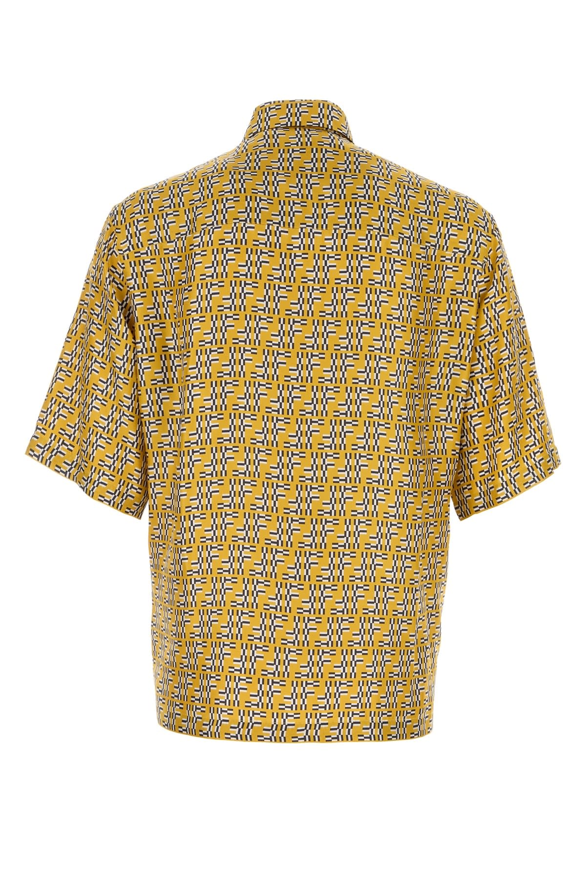 Shop Fendi Shirt Labirinth Ff Logo S/s In Yellow