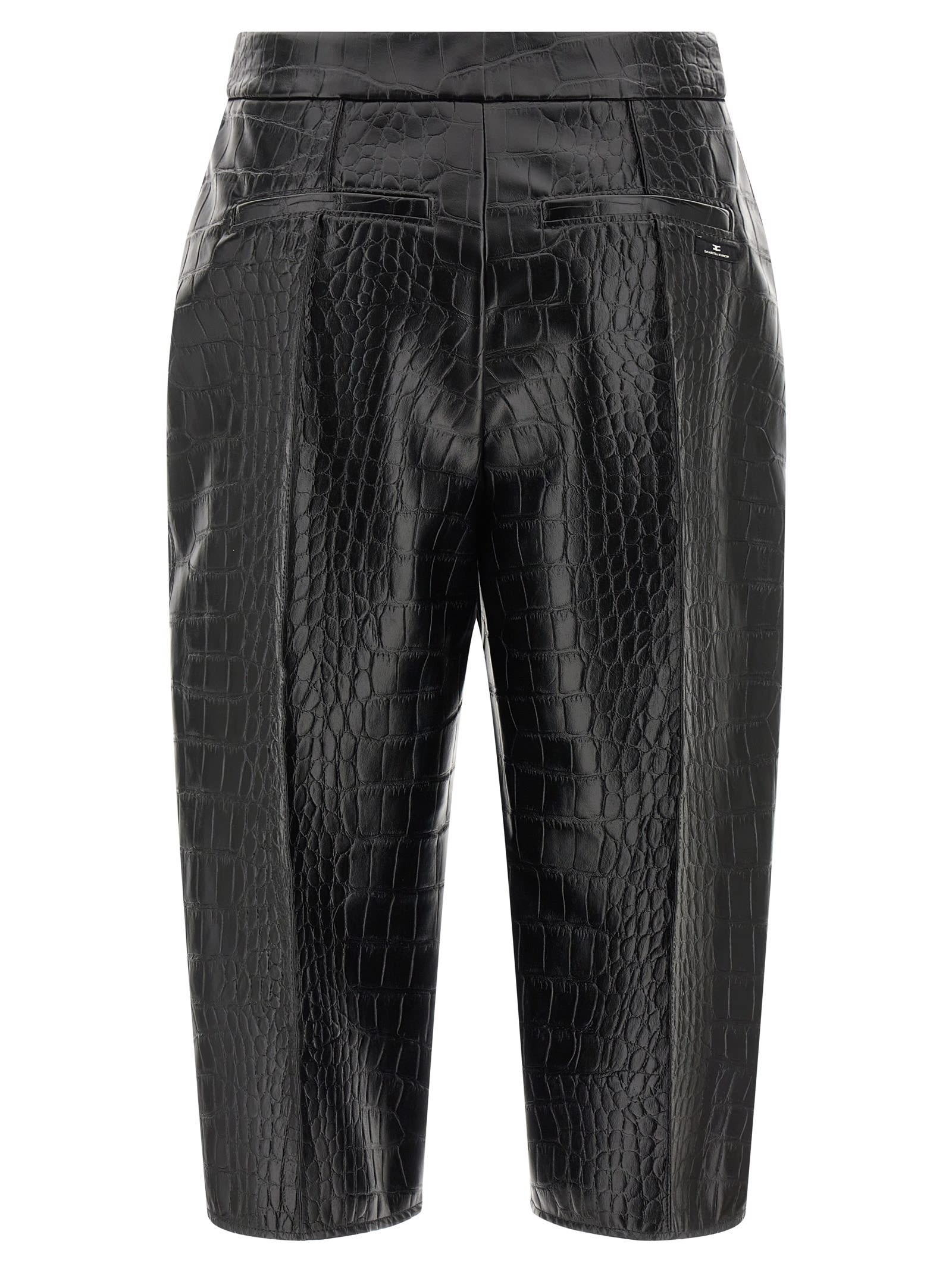 Elisabetta Franchi Textured Bermuda Shorts Featuring Pockets In Black