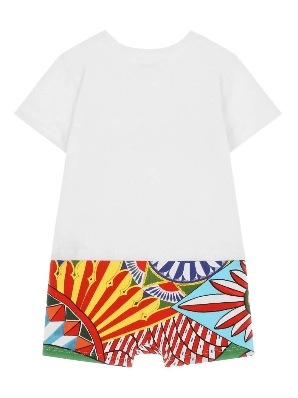 Shop Dolce & Gabbana Cart Print Jersey Playsuit In Multicolour