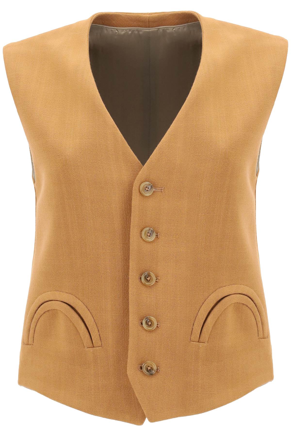 Shop Blazé Milano Feral Santana Peanut Tailoring Vest In Peanut (brown)