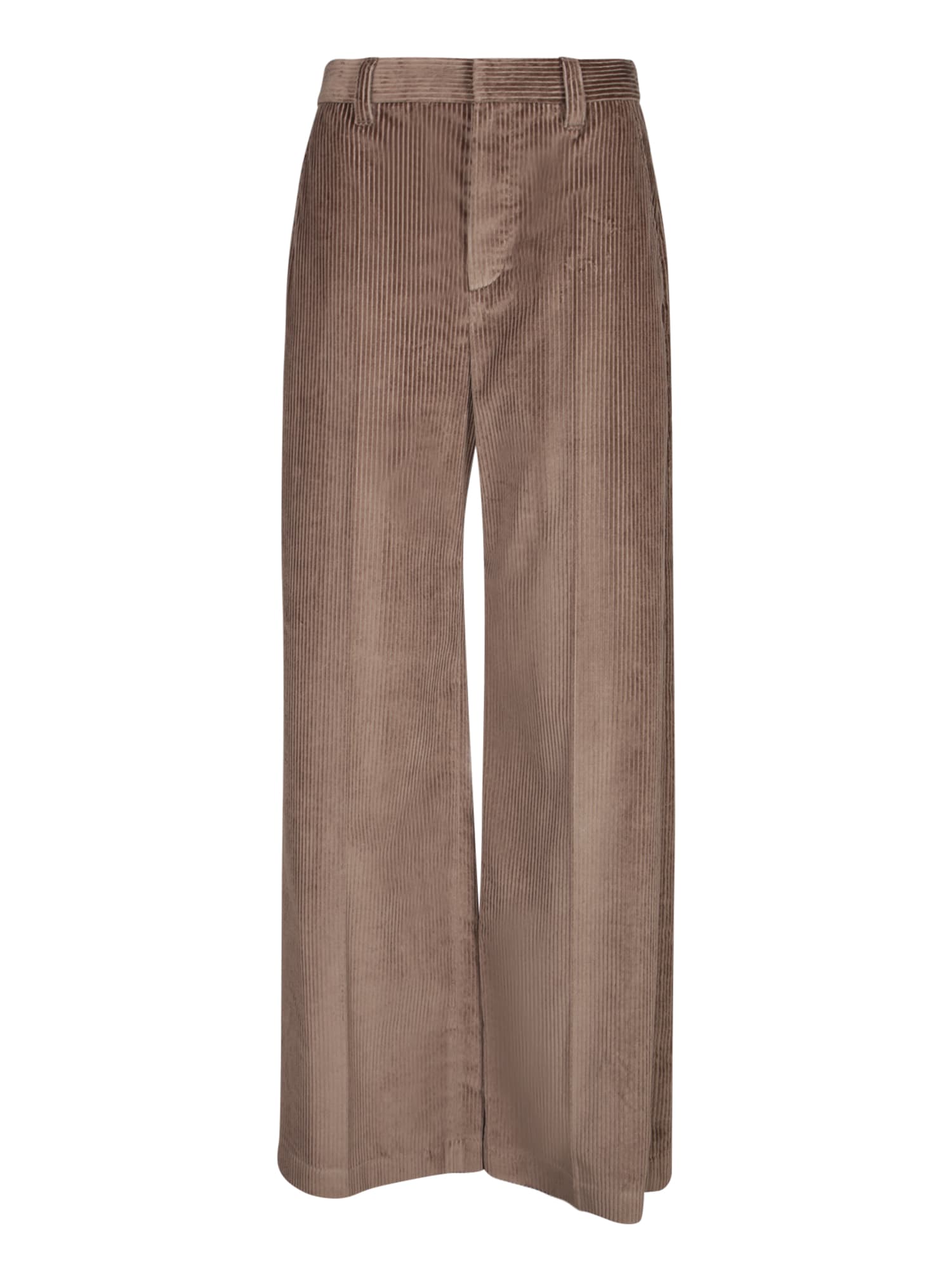 Brunello Cucinelli Wide Leg Corduroy Pants In Wood In Brown